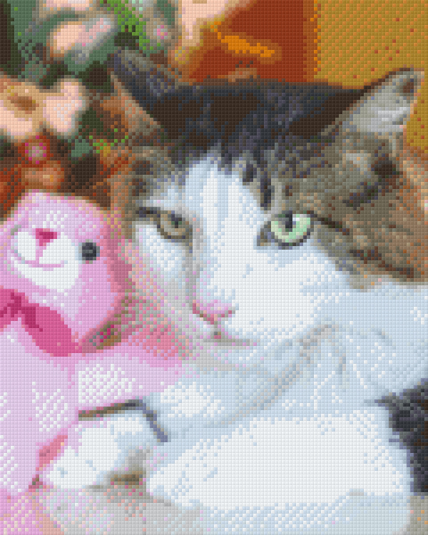 Kitten With Teddy  [9] Baseplate Pixelhobby MIni Mosaic Art Kit image 0